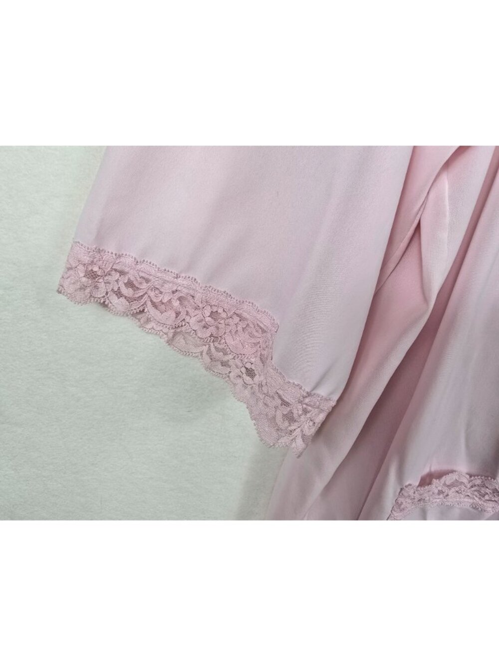 Vintage Long Pink Lace Trim Nightgown With Pockets & Button Front Large - Picture 3 of 5